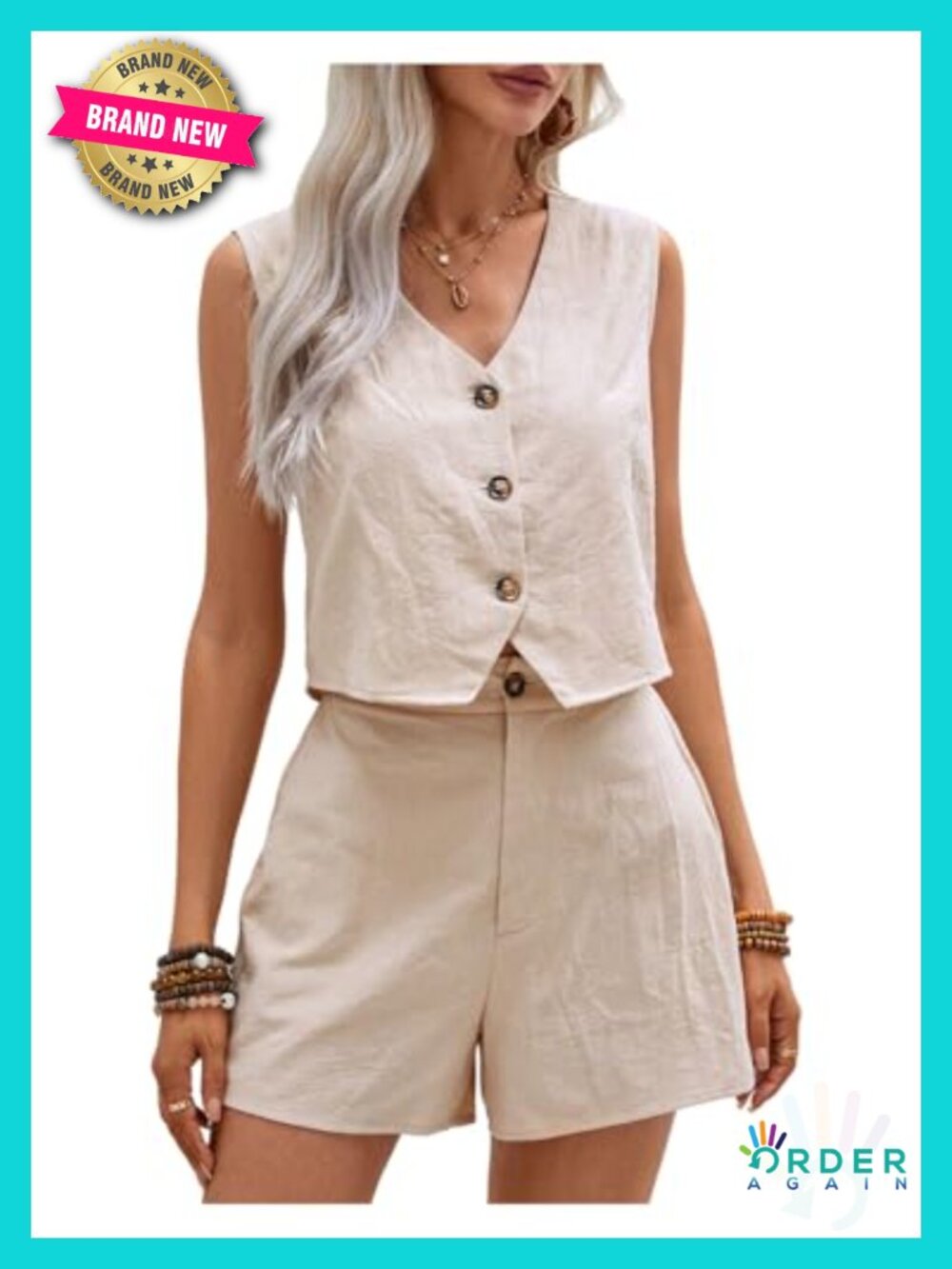 Boho Western Crop Vest & Short Set Linen Summer Outfit